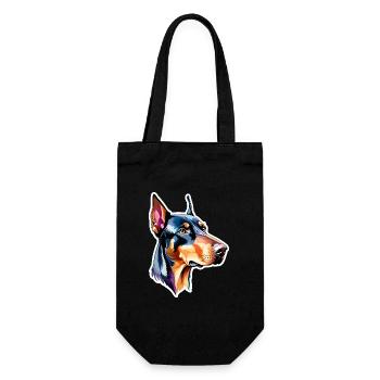 Dobermann Wasserfarben - Geschenkbeutel für Flaschen - Schwarz - Vorne
