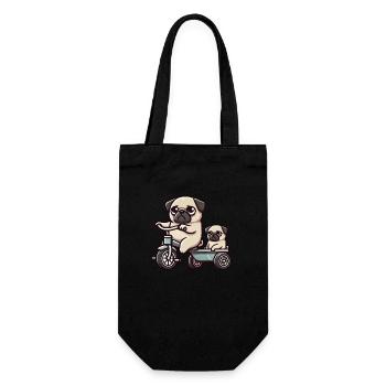Pug on Tricycle Pendant Friendship Funny - Gift Bag for Bottles - black - Front