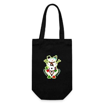 YoshiHeart Snowman - Herz Schneemann - Weihnachten - Geschenkbeutel für Flaschen - Schwarz - Vorne