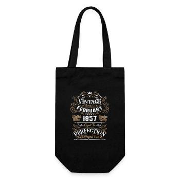 Jahrgang Februar 1957, Retro-Geburtstagsgeschenk - Geschenkbeutel für Flaschen - Schwarz - Vorne