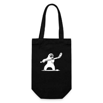 Faultier Eishockey Silhouette - Geschenkbeutel für Flaschen - Schwarz - Vorne