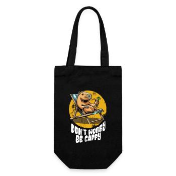 Don't worry be Cappy - Capybara - Urlaub - Geschenkbeutel für Flaschen - Schwarz - Vorne