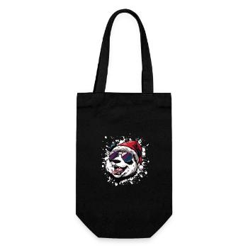 Panda Noël Drôle - Sac à bouteille - noir - Devant