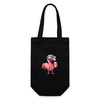 Flamingo Apres Ski Bier Comic - Geschenkbeutel für Flaschen - Schwarz - Vorne