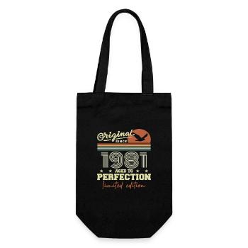 Original 1981 Geburtstagsgeschenk 1945 Retro 1981 - Geschenkbeutel für Flaschen - Schwarz - Vorne