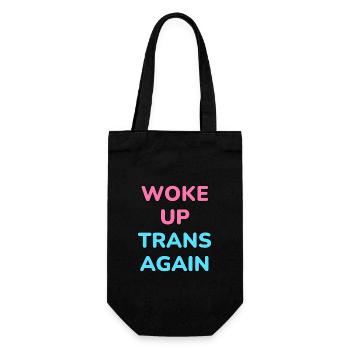 Woke up trans again - trans pride - Gift Bag for Bottles - black - Front