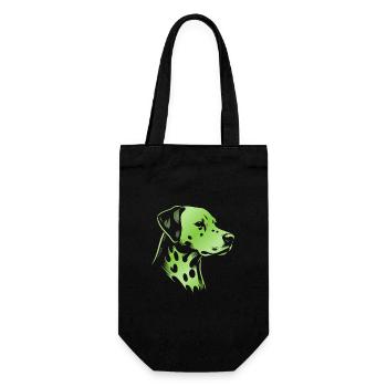 Dalmatien, tête de chien, dessin vert - Sac à bouteille - noir - Devant