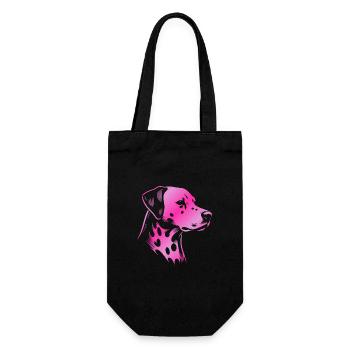 Dalmatien, tête de chien, dessin rose - Sac à bouteille - noir - Devant