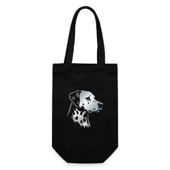 Dalmatien, tête de chien, dessin en argent - Sac à bouteille - noir - Devant