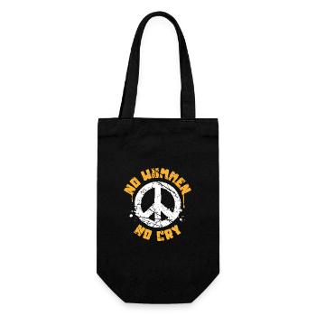 No Wummen No Cry - Peace Symbol - Geschenkbeutel für Flaschen - Schwarz - Vorne