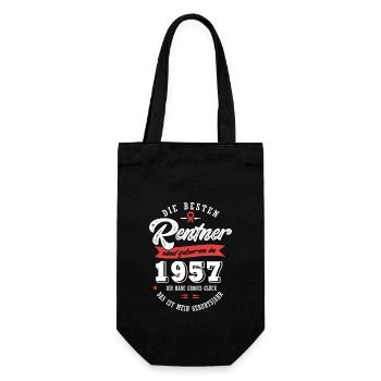 1957 Geburtstag Rentner geboren 1957 - Geschenkbeutel für Flaschen - Schwarz - Vorne