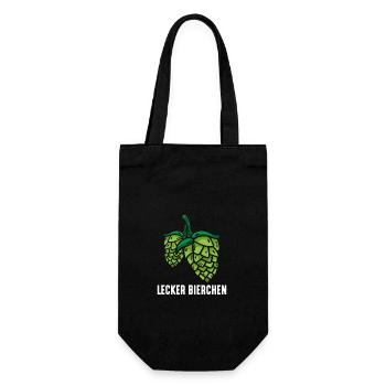Lecker Bierchen Bierliebhaber Hopfen Bier - Geschenkbeutel für Flaschen - Schwarz - Vorne