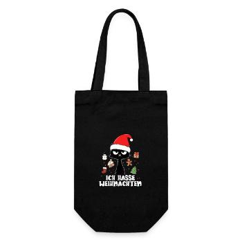 Ich Hasse Weihnachten Katze Weihnachtsgeschenk - Geschenkbeutel für Flaschen - Schwarz - Vorne