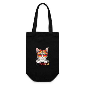 Deutschland Katze Fußball Katzenliebhaber - Geschenkbeutel für Flaschen - Schwarz - Vorne