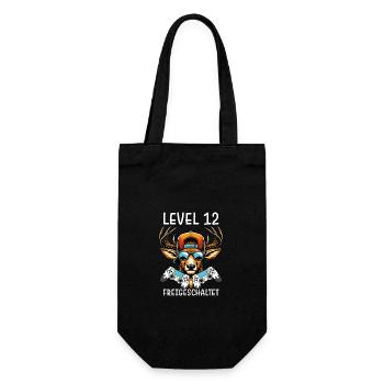 Level 12 Freigeschaltet Gamer Geburtstag Gaming - Geschenkbeutel für Flaschen - Schwarz - Vorne