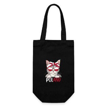 Polen Katze Fan Fußball Katzenliebhaber - Geschenkbeutel für Flaschen - Schwarz - Vorne