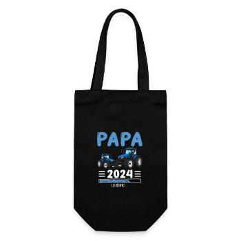 Papa 2024 Werdender Papa Vater Traktor - Geschenkbeutel für Flaschen - Schwarz - Vorne