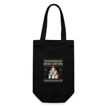Katze Weihnachten Katze - Geschenkbeutel für Flaschen - Schwarz - Vorne