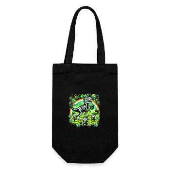 Katze Armee Dino St. Patrick's Day Kleeblätter - Geschenkbeutel für Flaschen - Schwarz - Vorne