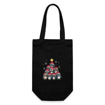 Eule Weihnachten Eule Weihnachtsmann - Geschenkbeutel für Flaschen - Schwarz - Vorne