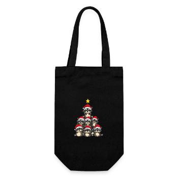 Waschbär Weihnachten Christbaum - Geschenkbeutel für Flaschen - Schwarz - Vorne