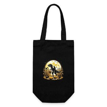 T-Rex Dino Mais Thanksgiving Katzen Kürbisse - Geschenkbeutel für Flaschen - Schwarz - Vorne