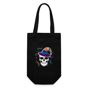 Lustiger Karneval Fasching Skull Helau - Geschenkbeutel für Flaschen - Schwarz - Vorne