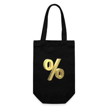 Prozentzeichen Gold 3D - Geschenkbeutel für Flaschen - Schwarz - Vorne