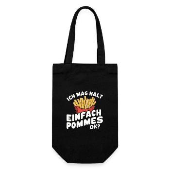 Pommes Frites Fritten Fast Food - Geschenkbeutel für Flaschen - Schwarz - Vorne