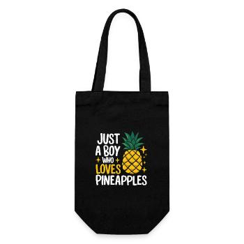 Ananas tropische hawaiianische Frucht - Geschenkbeutel für Flaschen - Schwarz - Vorne