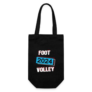 Footvolley 2024 Footvolleyspieler Beachvolleyball - Geschenkbeutel für Flaschen - Schwarz - Vorne