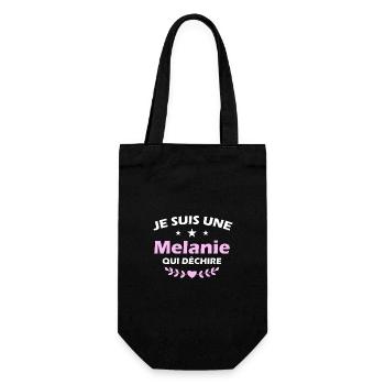 T-Shirt Ich bin eine Melanie, die rockt - Geschenkbeutel für Flaschen - Schwarz - Vorne