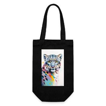 Schneeleopard | Leopard | Raubtier - Geschenkbeutel für Flaschen - Schwarz - Vorne