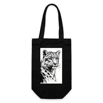 Schneeleopard | Leopard | Raubtier - Geschenkbeutel für Flaschen - Schwarz - Vorne