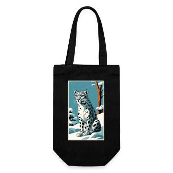 Schneeleopard | Leopard | Raubtier - Geschenkbeutel für Flaschen - Schwarz - Vorne
