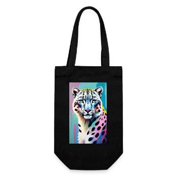 Schneeleopard | Leopard | Raubtier - Geschenkbeutel für Flaschen - Schwarz - Vorne