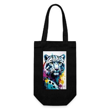 Schneeleopard | Leopard | Raubtier - Geschenkbeutel für Flaschen - Schwarz - Vorne