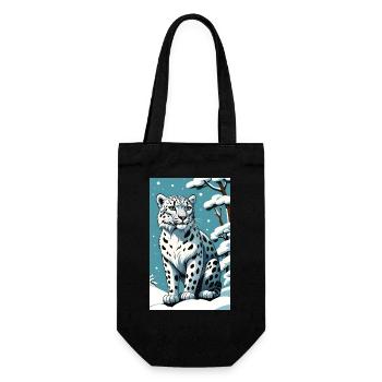 Schneeleopard | Leopard | Raubtier - Geschenkbeutel für Flaschen - Schwarz - Vorne