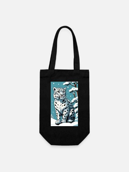 Schneeleopard | Leopard | Raubtier - Geschenkbeutel für Flaschen - Schwarz