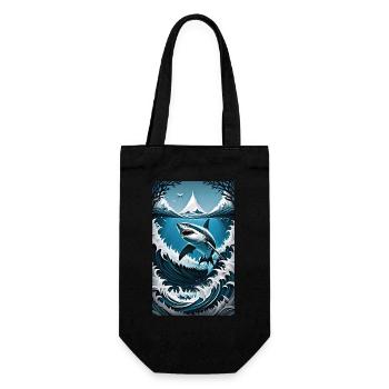 Shark | Great White Shark | Sea Creature | Fish - Gift Bag for Bottles - black - Front