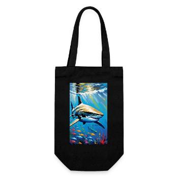 Shark | Great White Shark | Sea Creature | Fish - Gift Bag for Bottles - black - Front