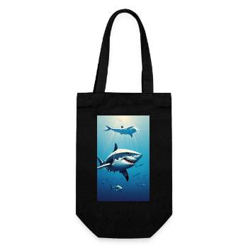 Shark | Great White Shark | Sea Creature | Fish - Gift Bag for Bottles - black - Front