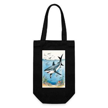 Shark | Great White Shark | Sea Creature | Fish - Gift Bag for Bottles - black - Front
