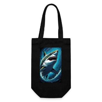 Shark | Great White Shark | Sea Creature | Fish - Gift Bag for Bottles - black - Front