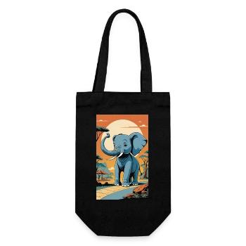 Elefant | Wildtier | Afrika | Kindermotive - Geschenkbeutel für Flaschen - Schwarz - Vorne