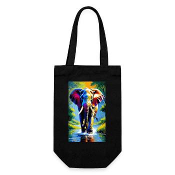 Éléphant | Animal sauvage | Afrique | Motifs pour enfants - Sac à bouteille - noir - Devant