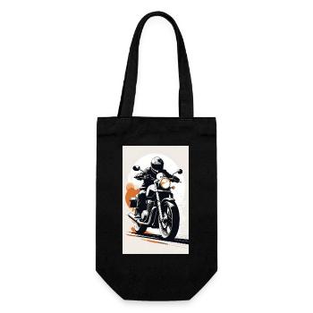 Motorrad | Biker | Motorradfahrer - Geschenkbeutel für Flaschen - Schwarz - Vorne
