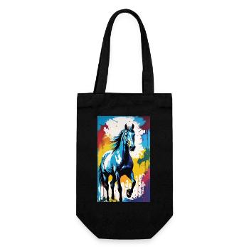 Horse | Horse Riding | Animal | Mount | Colorful - Gift Bag for Bottles - black - Front