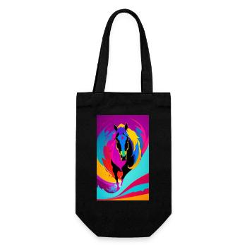 Horse | Horse Riding | Animal | Mount | Colorful - Gift Bag for Bottles - black - Front
