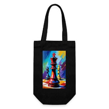Schach | Schachfigur | Schachspieler - Geschenkbeutel für Flaschen - Schwarz - Vorne